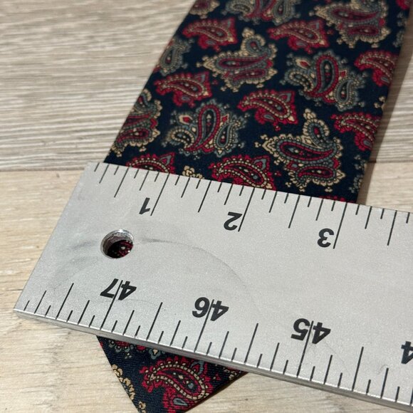 CHRISTIAN DIOR Neck Tie Paisley All Silk Tie Paris New York Vintage Burgundy BLK - Picture 5 of 5